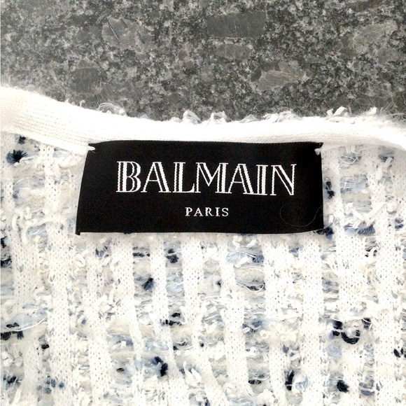 BALMAIN Luxurious White Silver & BlueTweed with Front Fringe - FR 40 / US 6 - Picture 5 of 8